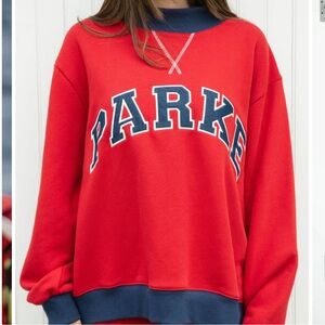 Parke Red and Blue Women's Crew Neck Sweatshirt